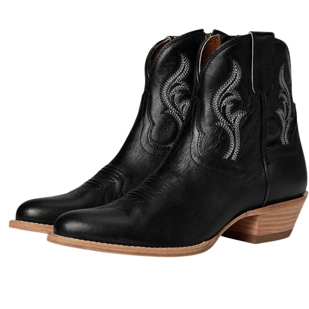 Dan Post Womens Rustic Charm Western Ankle Boots US 9 M Black Leather EUC
